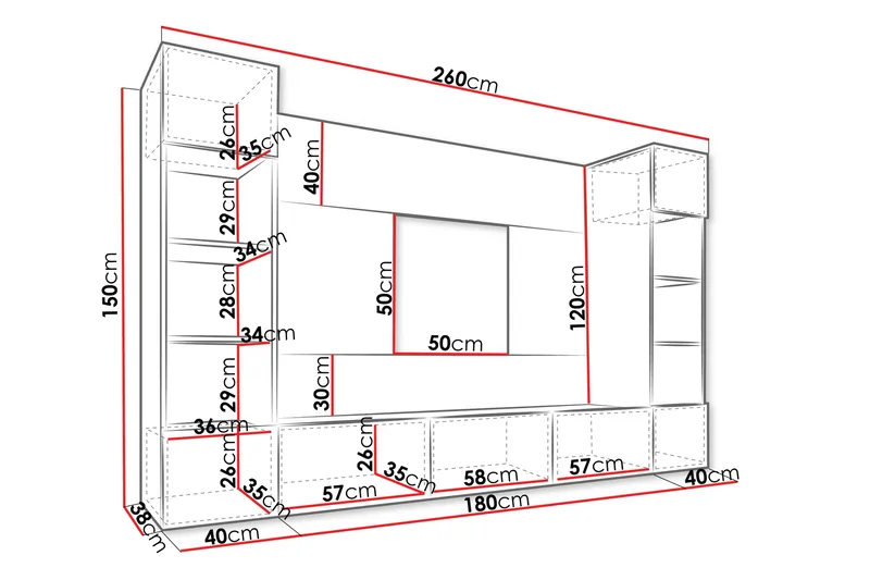 Bernice TV-skap 38x150 cm - Hvit - Møbler - TV- & Mediamøbler - TV-møbelsett