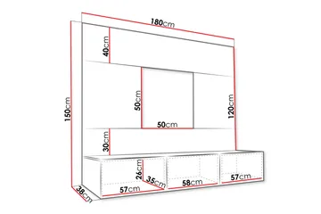 Bernice TV-skap 38x150 cm - Svart - Møbler - TV- & Mediamøbler - TV-møbelsett