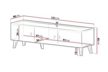 Betsi Tv-Benk 151x40 cm - Møbler - TV- & Mediamøbler - TV benk & mediabenk