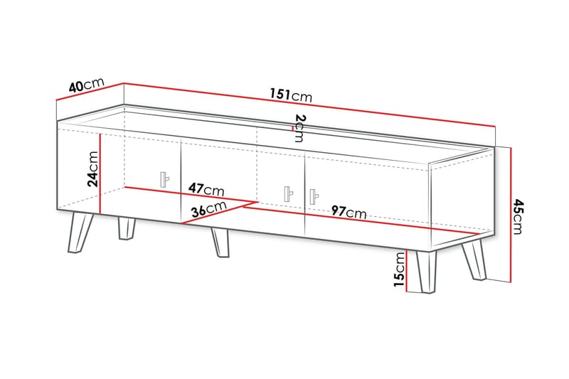 Betsi Tv-Benk 151x40 cm - Møbler - TV- & Mediamøbler - TV benk & mediabenk