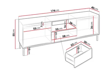 Bjurholm TV-benk 174 cm - Hvit - Møbler - TV- & Mediamøbler - TV benk & mediabenk