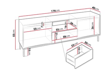 Bjurholm TV-benk 174 cm - Hvit - Møbler - TV- & Mediamøbler - TV benk & mediabenk