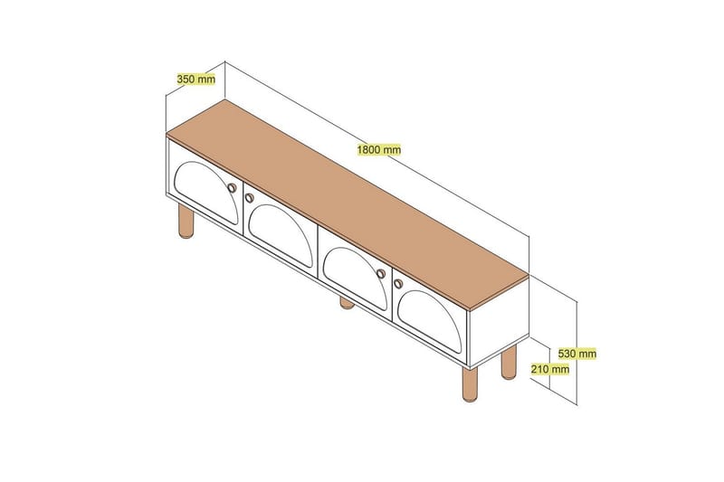 Bohemsk TV-benk 180 cm - Cremehvit/Multifarget - Møbler - TV- & Mediamøbler - TV benk & mediabenk