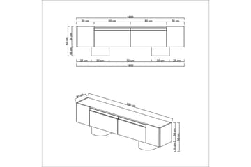 Bohemsk TV-benk 180 cm - Hvit/Sølv - Møbler - TV- & Mediamøbler - TV benk & mediabenk