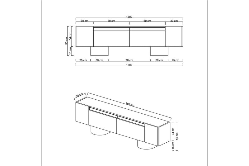 Bohemsk TV-benk 180 cm - Hvit/Sølv - Møbler - TV- & Mediamøbler - TV benk & mediabenk
