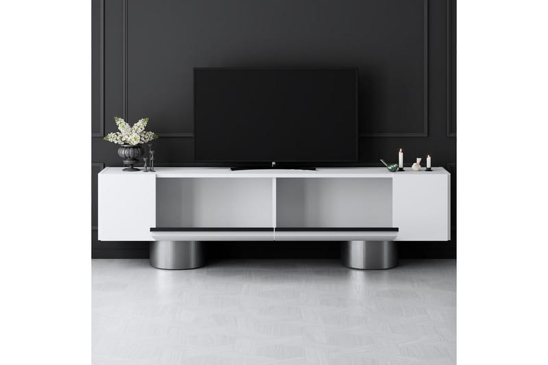 Bohemsk TV-benk 180 cm - Hvit/Sølv - Møbler - TV- & Mediamøbler - TV benk & mediabenk