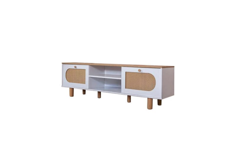 Bohemsk TV-benk 180 cm - Mellomfarget tre/Hvit - Møbler - TV- & Mediamøbler - TV benk & mediabenk