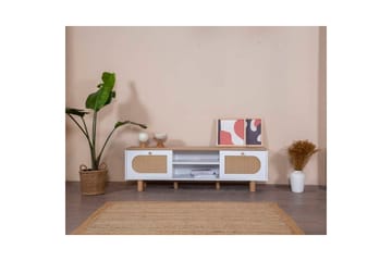 Bohemsk TV-benk 180 cm - Mellomfarget tre/Hvit - Møbler - TV- & Mediamøbler - TV benk & mediabenk