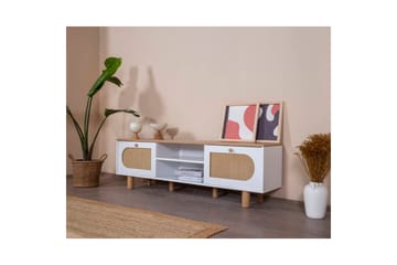 Bohemsk TV-benk 180 cm - Mellomfarget tre/Hvit - Møbler - TV- & Mediamøbler - TV benk & mediabenk