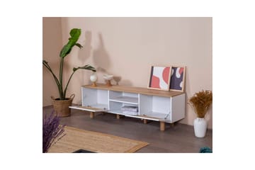 Bohemsk TV-benk 180 cm - Mellomfarget tre/Hvit - Møbler - TV- & Mediamøbler - TV benk & mediabenk