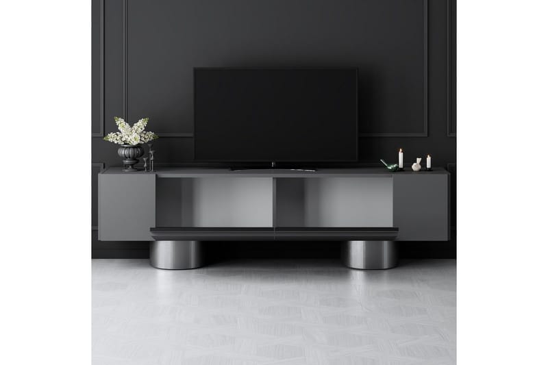 Bohemsk TV-benk 180 cm - Sølv/Antrasitt - Møbler - TV- & Mediamøbler - TV benk & mediabenk