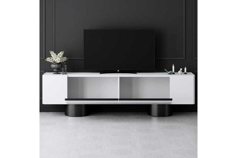 Bohemsk TV-benk 180 cm - Svart/Hvit - Møbler - TV- & Mediamøbler - TV benk & mediabenk
