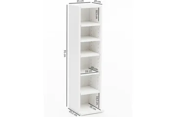 Bokhylle 21 cm i Malt Tre - Hvit - Oppbevaring - Hylle - Bokhylle