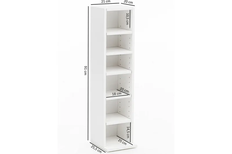 Bokhylle 21 cm i Malt Tre - Hvit - Oppbevaring - Hylle - Bokhylle