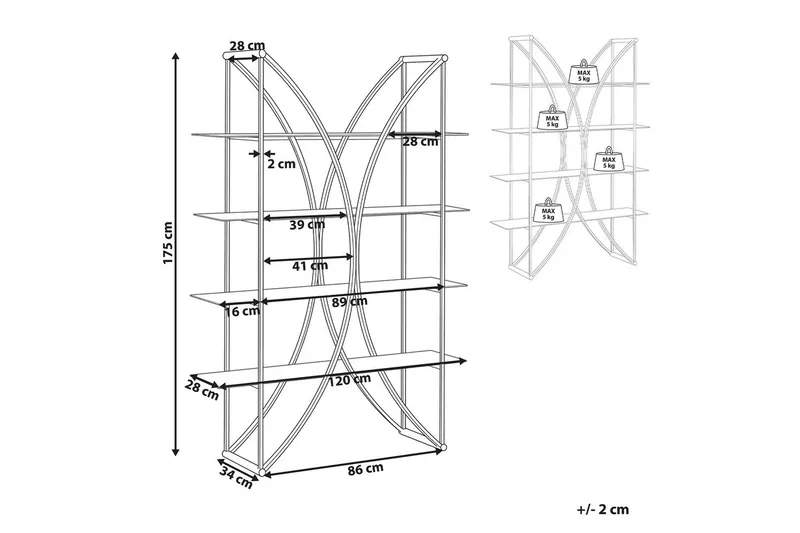 Bokhylle Hollow Gull - Gull - Oppbevaring - Hylle - Bokhylle