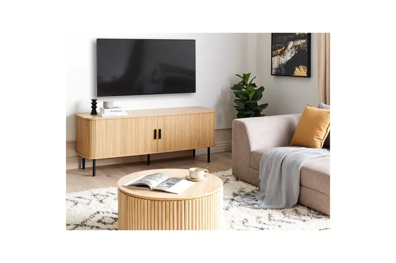 Bradley TV-benk med Oppbevaring i Tre - Lysebrun - Møbler - TV- & Mediamøbler - TV benk & mediabenk