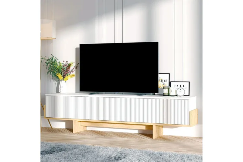 Brin TV-benk 180 cm - Natur/Hvit - Møbler - TV- & Mediamøbler - TV benk & mediabenk