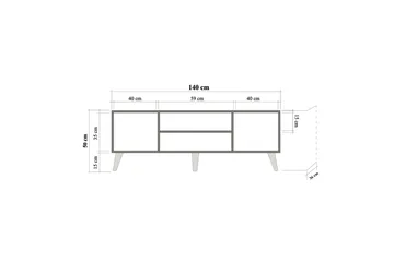 Brokind TV-Benk 140 cm - Brun - Møbler - TV- & Mediamøbler - TV benk & mediabenk