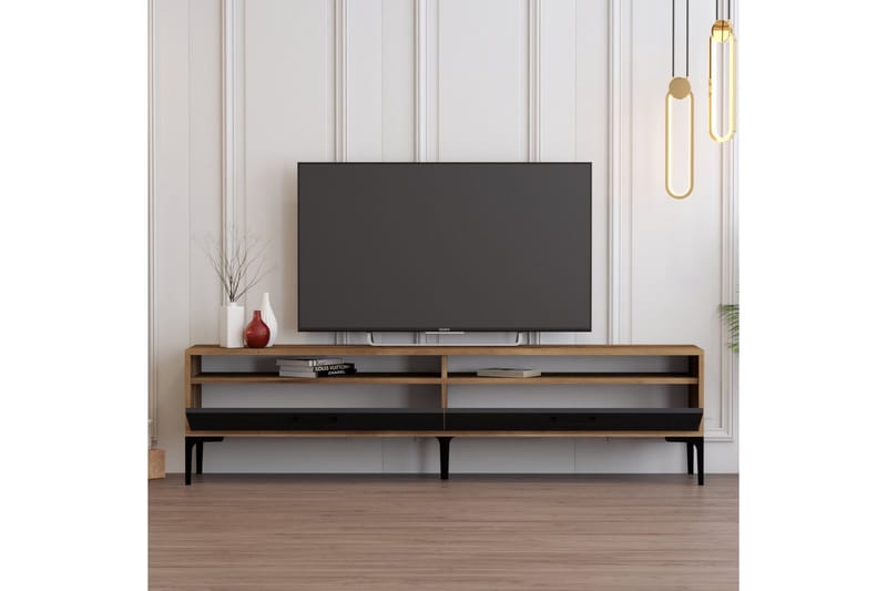Brutorp TV-benk 180 cm - Valnøtt/Antrasitt - Møbler - TV- & Mediamøbler - TV benk & mediabenk