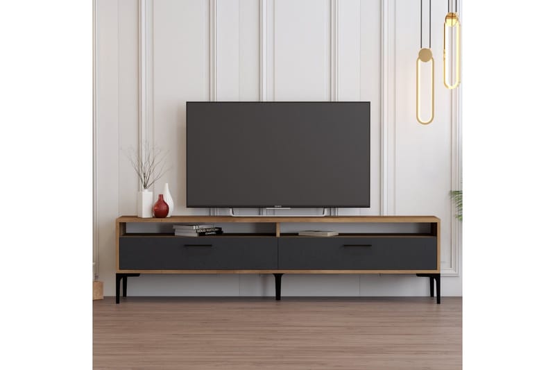 Brutorp TV-benk 180 cm - Valnøtt/Antrasitt - Møbler - TV- & Mediamøbler - TV benk & mediabenk