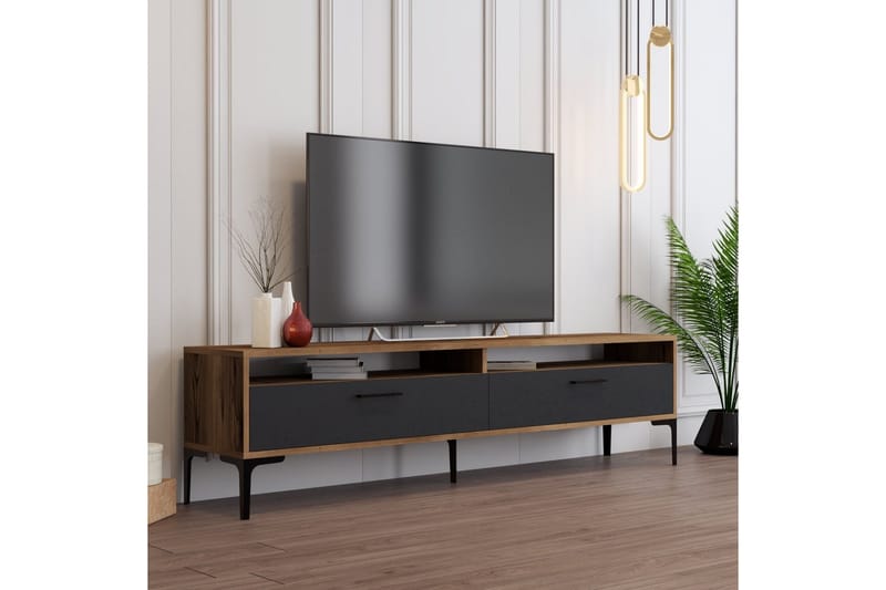 Brutorp TV-benk 180 cm - Valnøtt/Antrasitt - Møbler - TV- & Mediamøbler - TV benk & mediabenk