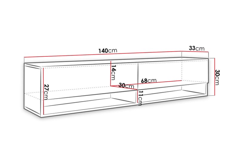 Brya TV-benk 140 cm LED-belysning - Beige/Hvit/RGB LED - Møbler - TV- & Mediamøbler - TV benk & mediabenk