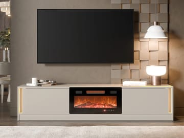 Brylin TV-benk 180 cm med peis med varmefunksjon - Beige|svart - Møbler - TV- & Mediamøbler - TV benk & mediabenk
