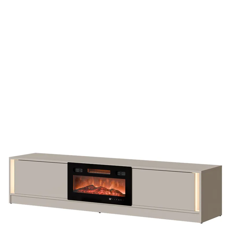 Brylin TV-benk 180 cm med peis med varmefunksjon, Beige|svart