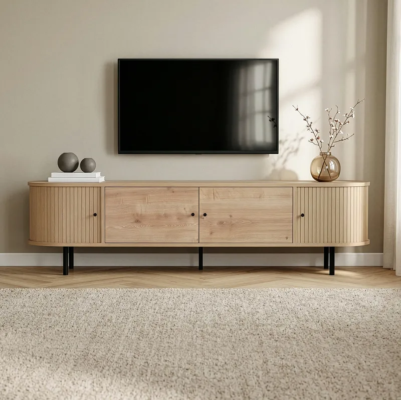 Bryric TV-benk 180 cm - Sapphire Oak/Svart - Møbler - TV- & Mediamøbler - TV benk & mediabenk