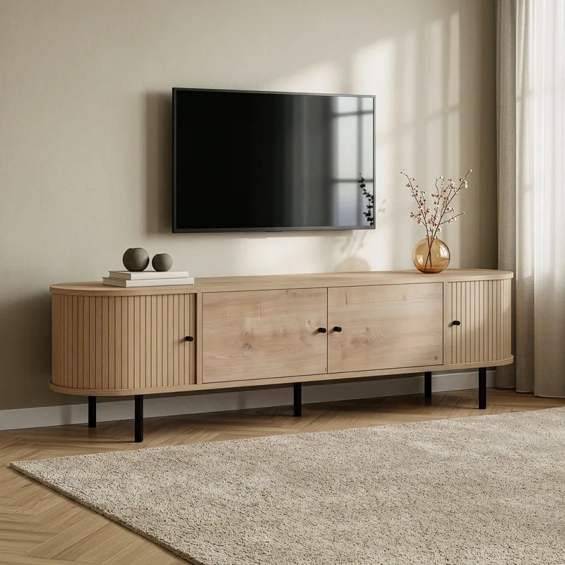 Bryric TV-benk 180 cm - Sapphire Oak/Svart - Møbler - TV- & Mediamøbler - TV benk & mediabenk