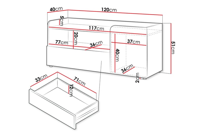 Buhan TV-benk 120 cm - Beige / Brun - Møbler - TV- & Mediamøbler - TV benk & mediabenk