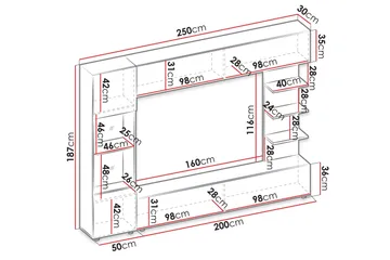 Bunda TV-møbelsett 250x30 cm - Beige - Møbler - TV- & Mediamøbler - TV-møbelsett