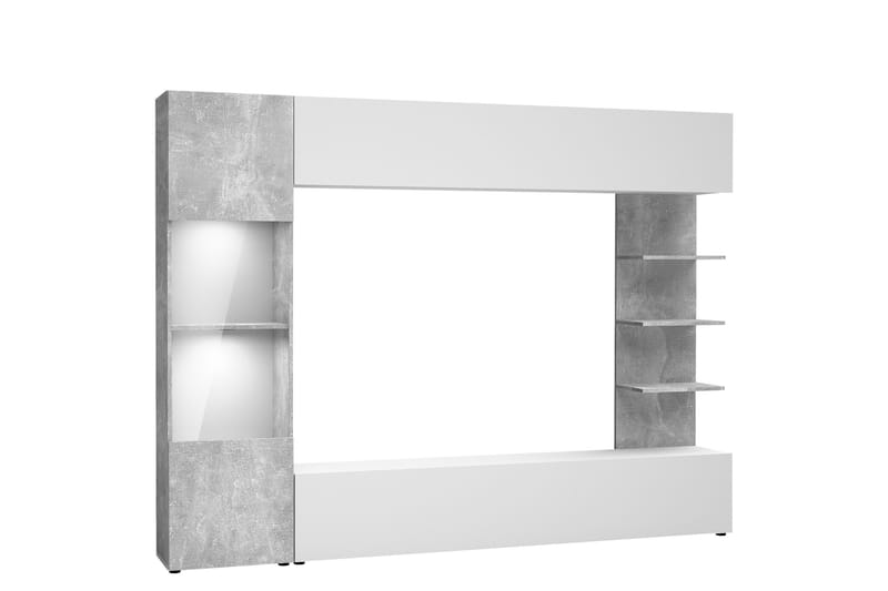 Bunda TV-møbelsett 250x30 cm, Grå / Hvit