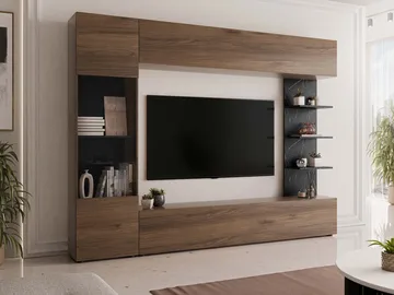 Bunda TV-veggseksjon 250 cm - brun - Møbler - TV- & Mediamøbler - TV-møbelsett