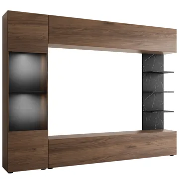 Bunda TV-veggseksjon med LED-belysning 250 cm - hvit - Møbler - TV- & Mediamøbler - TV-møbelsett