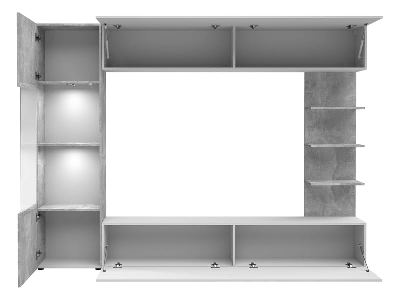 Bunda TV-veggseksjon med LED-belysning 250 cm - hvit - Møbler - TV- & Mediamøbler - TV-møbelsett