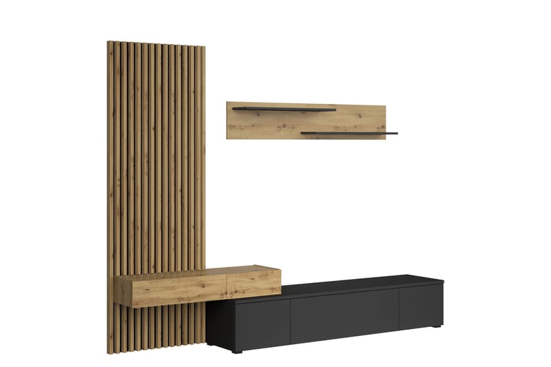 Bunkar TV-møbelsett 250x43 cm - Brun / Svart - Møbler - TV- & Mediamøbler - TV-møbelsett