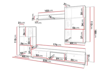 Bunta Tv-Møbelsett - Hvit/Rosa - Møbler - TV- & Mediamøbler - TV-møbelsett