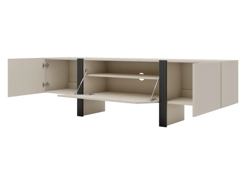 Calvenn Gulvstående TV-benk 200 cm med Oppbevaring i Malt Tre - Beige - Møbler - TV- & Mediamøbler - TV benk & mediabenk