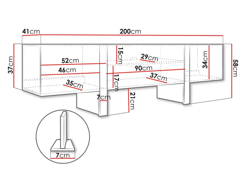 Calvenn Gulvstående TV-benk 200 cm med Oppbevaring i Malt Tre - Beige - Møbler - TV- & Mediamøbler - TV benk & mediabenk