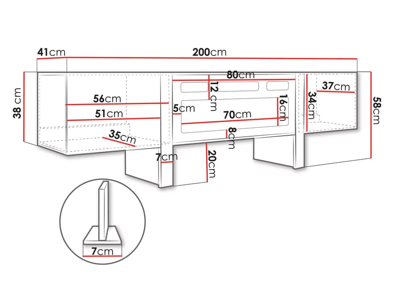 Calvenn TV-benk med Peis 200 cm - Møbler - TV- & Mediamøbler - TV-skap