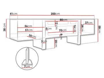 Calvenn TV-benk med Peis 200 cm - Møbler - TV- & Mediamøbler - TV-skap