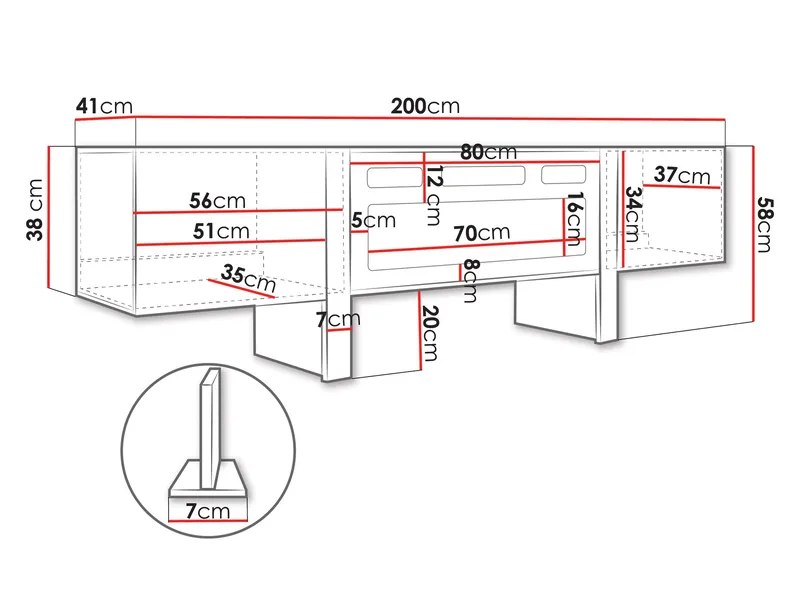 Calvenn TV-benk med Peis 200 cm - Møbler - TV- & Mediamøbler - TV-skap