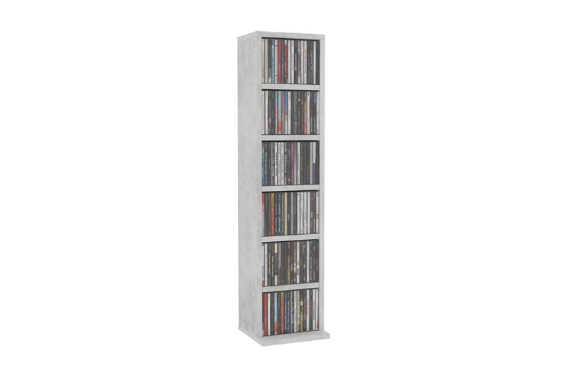CD-skap betonggrå 21x16x88 cm sponplate - Grå - CD-hylle & DVD-hylle