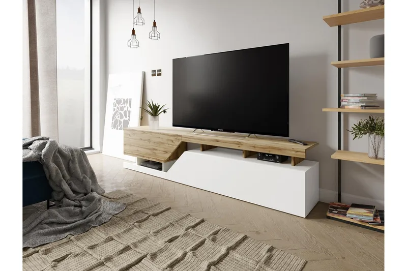 Ceelias TV-benk 200 cm - Hvit - Møbler - TV- & Mediamøbler - TV benk & mediabenk