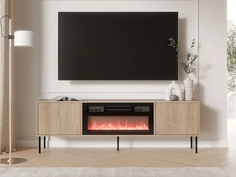 Claven Gulvstående TV-benk 183 cm med Oppbevaring i Mørkt Tre - Beige - Møbler - TV- & Mediamøbler - TV benk & mediabenk