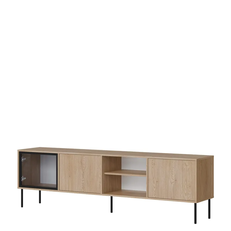 Claven Gulvstående TV-benk 201 cm med Oppbevaring i Lyst Tre, Beige