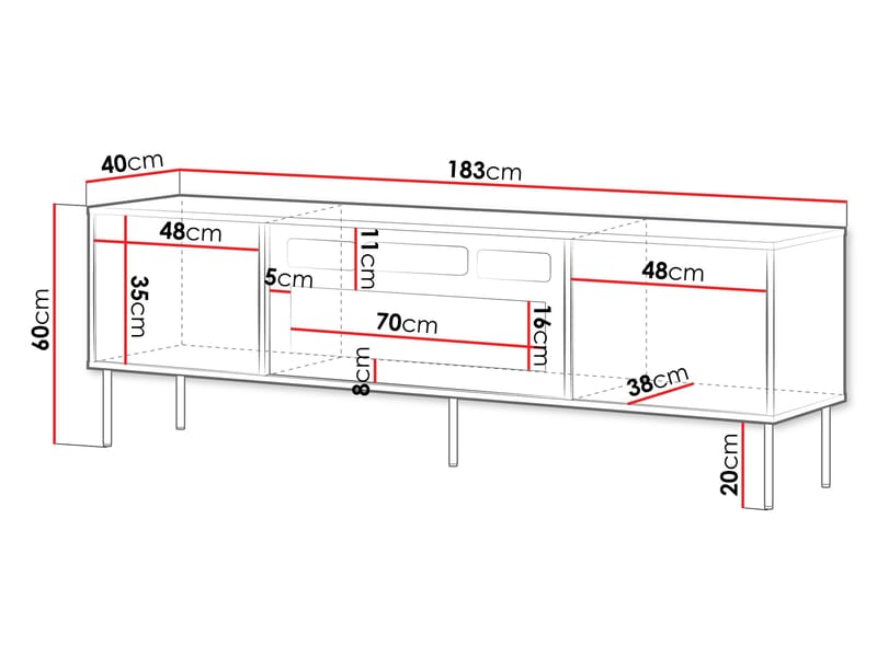 Claven TV-benk 183 cm - brun - Møbler - TV- & Mediamøbler - TV benk & mediabenk