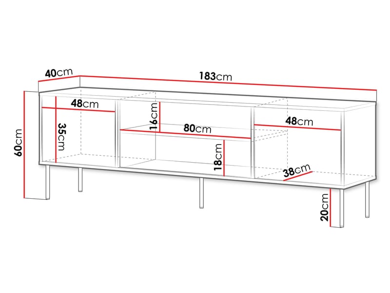 Claven TV-benk 183 cm - brun - Møbler - TV- & Mediamøbler - TV benk & mediabenk