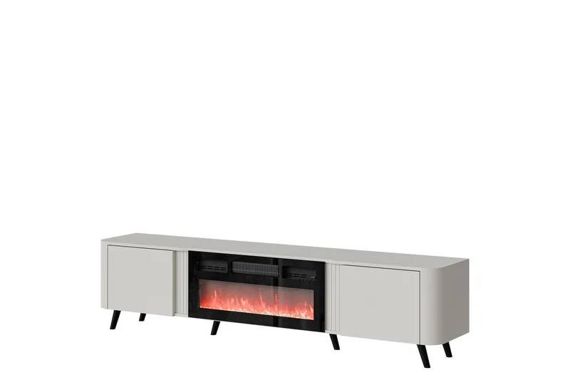 Clement Gulvstående TV-benk 200 cm med Oppbevaring i Malt Tre, Beige